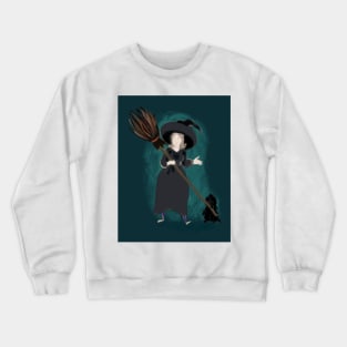 Cottage core witch with broom and Labrador puppy Crewneck Sweatshirt